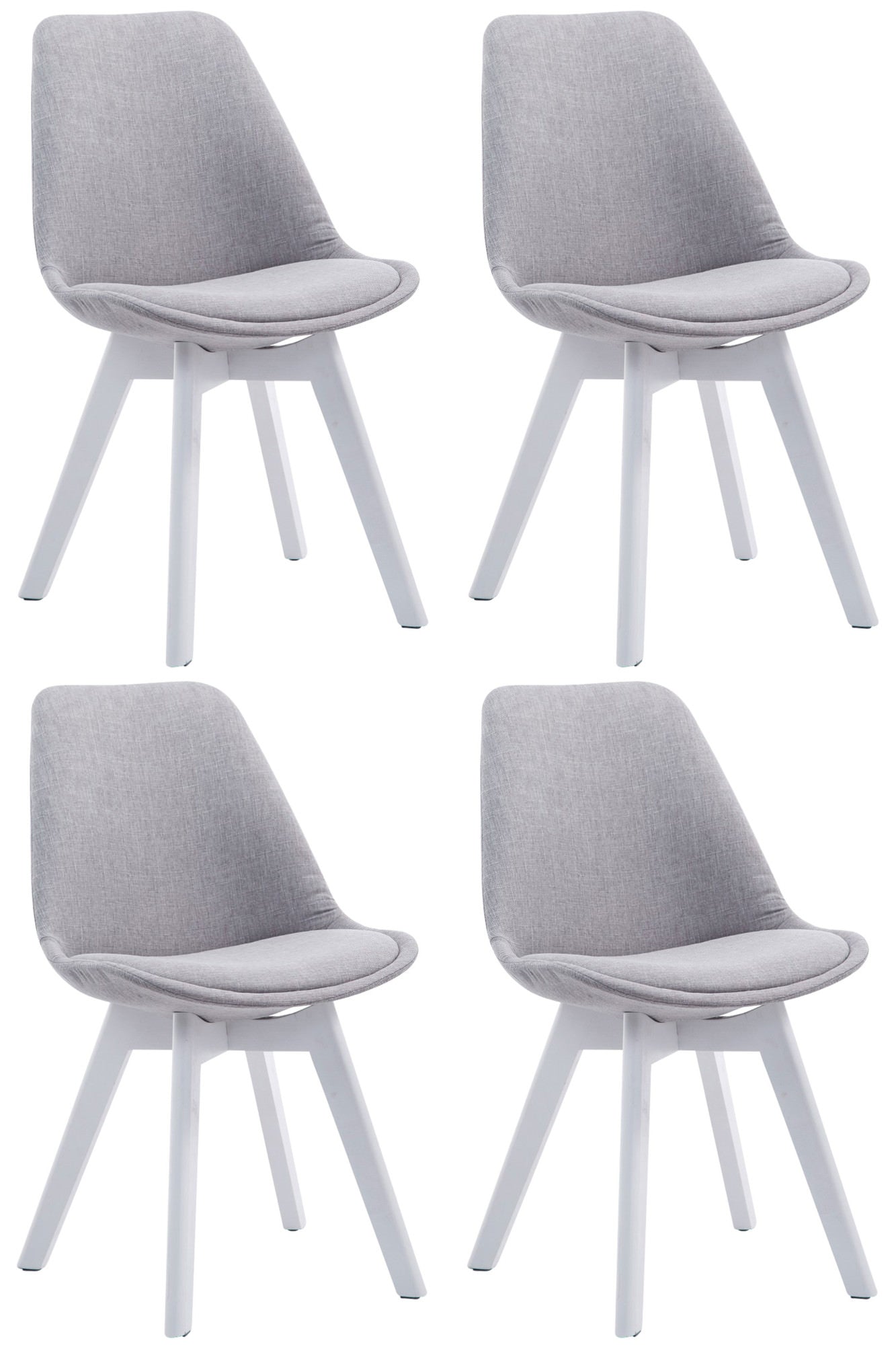 4-delige set Bezoekersstoelen - Eetkamerstoelen - Comfortabele Zithouding Kleur grijs Onderstel Kleur wit