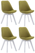 4-delige set Bezoekersstoelen - Eetkamerstoelen - Comfortabele Zithouding Kleur groen Onderstel Kleur wit