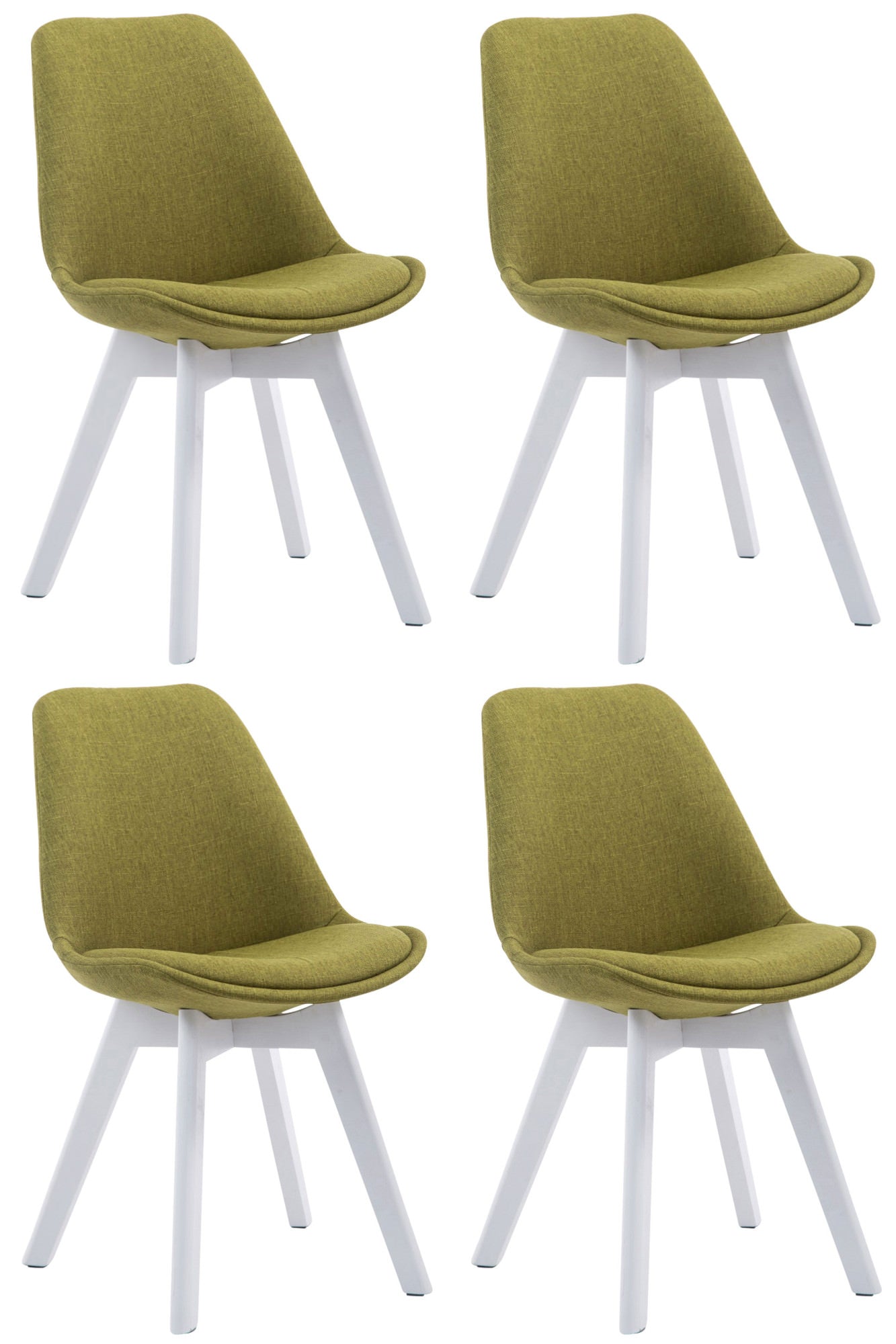 4-delige set Bezoekersstoelen - Eetkamerstoelen - Comfortabele Zithouding Kleur groen Onderstel Kleur wit