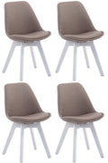 4-delige set Bezoekersstoelen - Eetkamerstoelen - Comfortabele Zithouding Kleur taupe Onderstel Kleur wit
