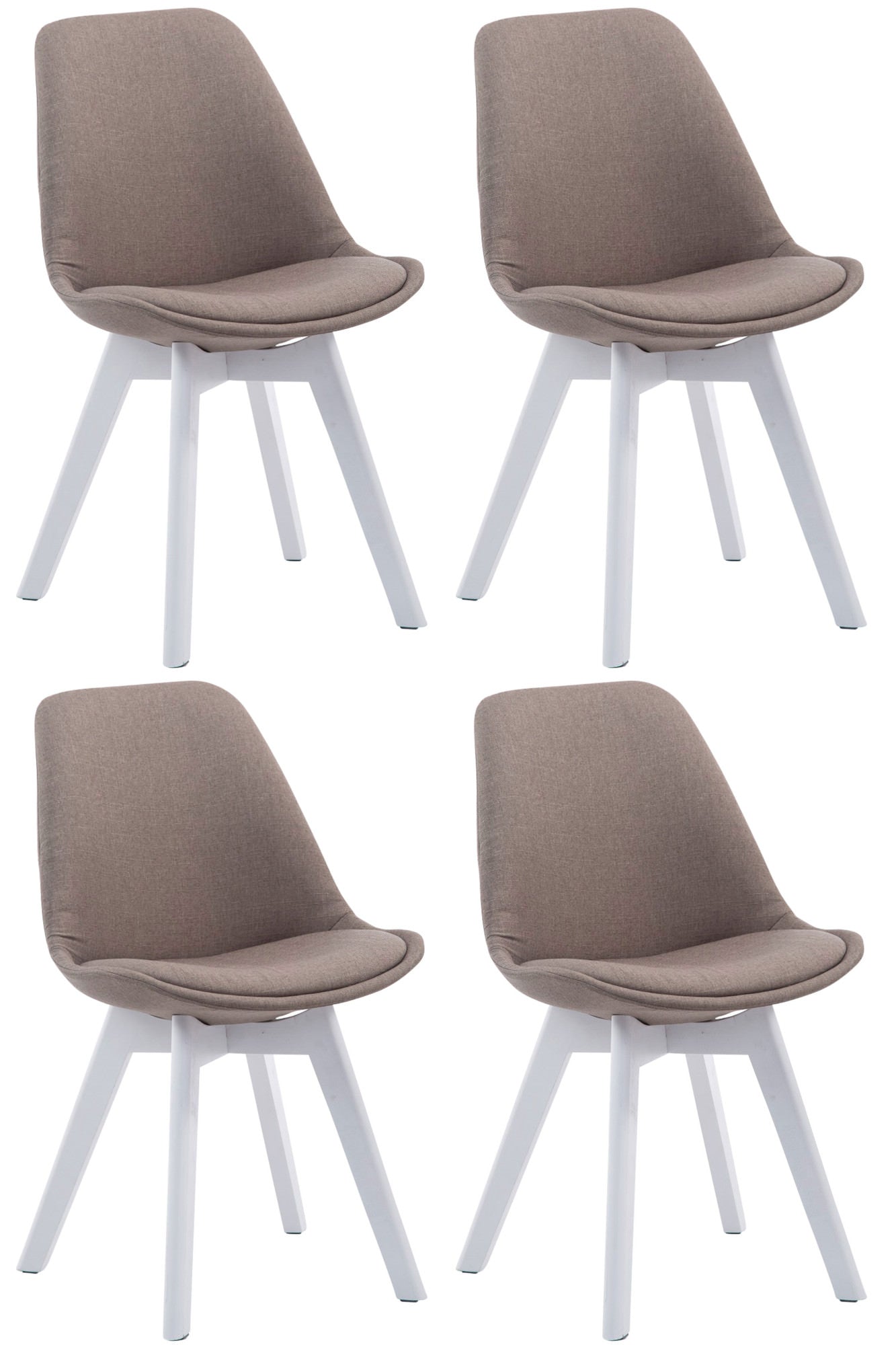 4-delige set Bezoekersstoelen - Eetkamerstoelen - Comfortabele Zithouding Kleur taupe Onderstel Kleur wit