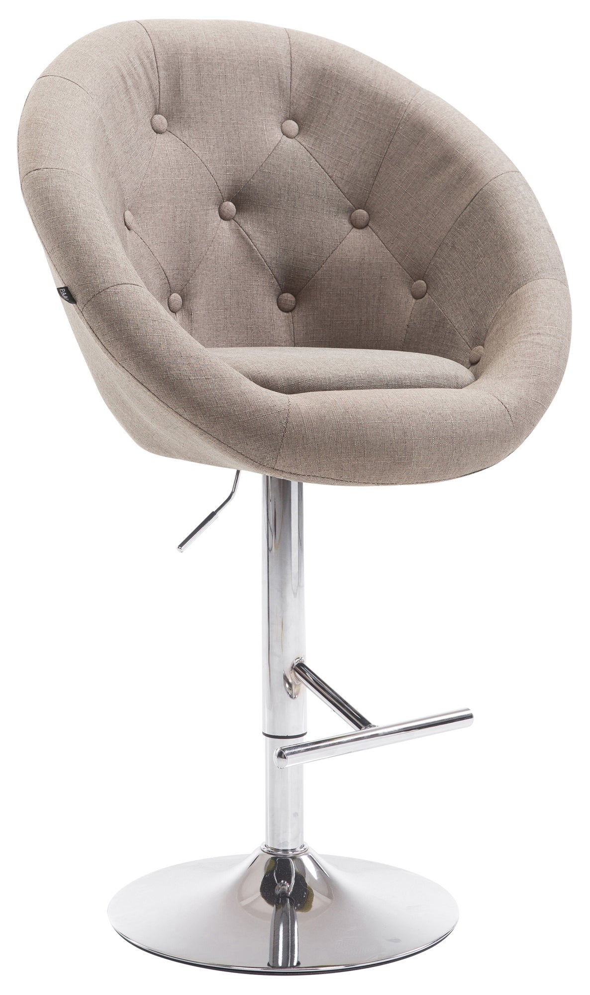 Barkruk - Hoge Kruk - Optimaal Zitcomfort en 360° Draaibaar, In Hoogte Verstelbaar Kleur taupe Onderstel Kleur chroom