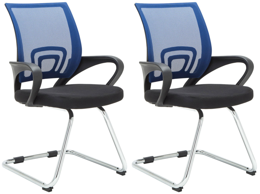 Set van 2 Cantileverstoelen - Conferentiestoelen - Comfortabele Zitpositie Kleur blauw