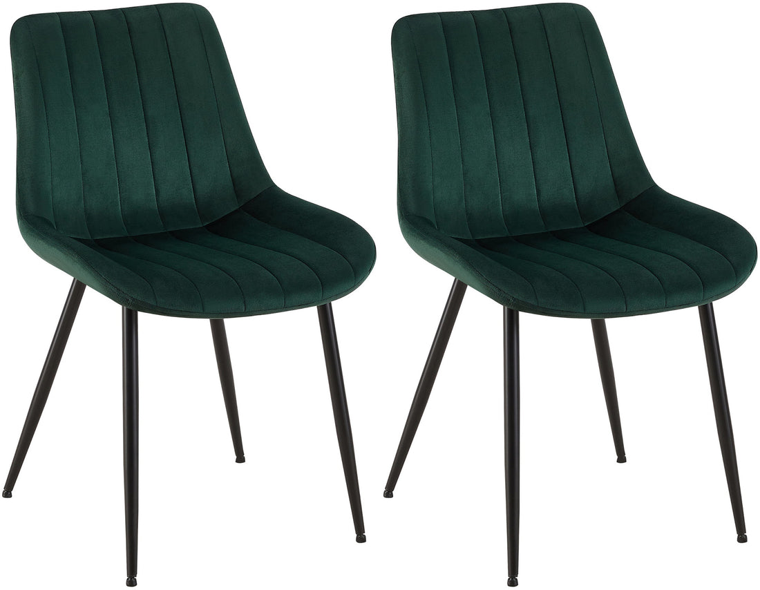 Set van 2 Fluwelen Eetstoelen - Velvet Stoelen - Comfortabele Bekleding, Modern Design Kleur groen