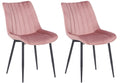 Set van 2 Fluwelen Eetstoelen - Velvet Stoelen - Comfortabele Bekleding, Modern Design Kleur roze