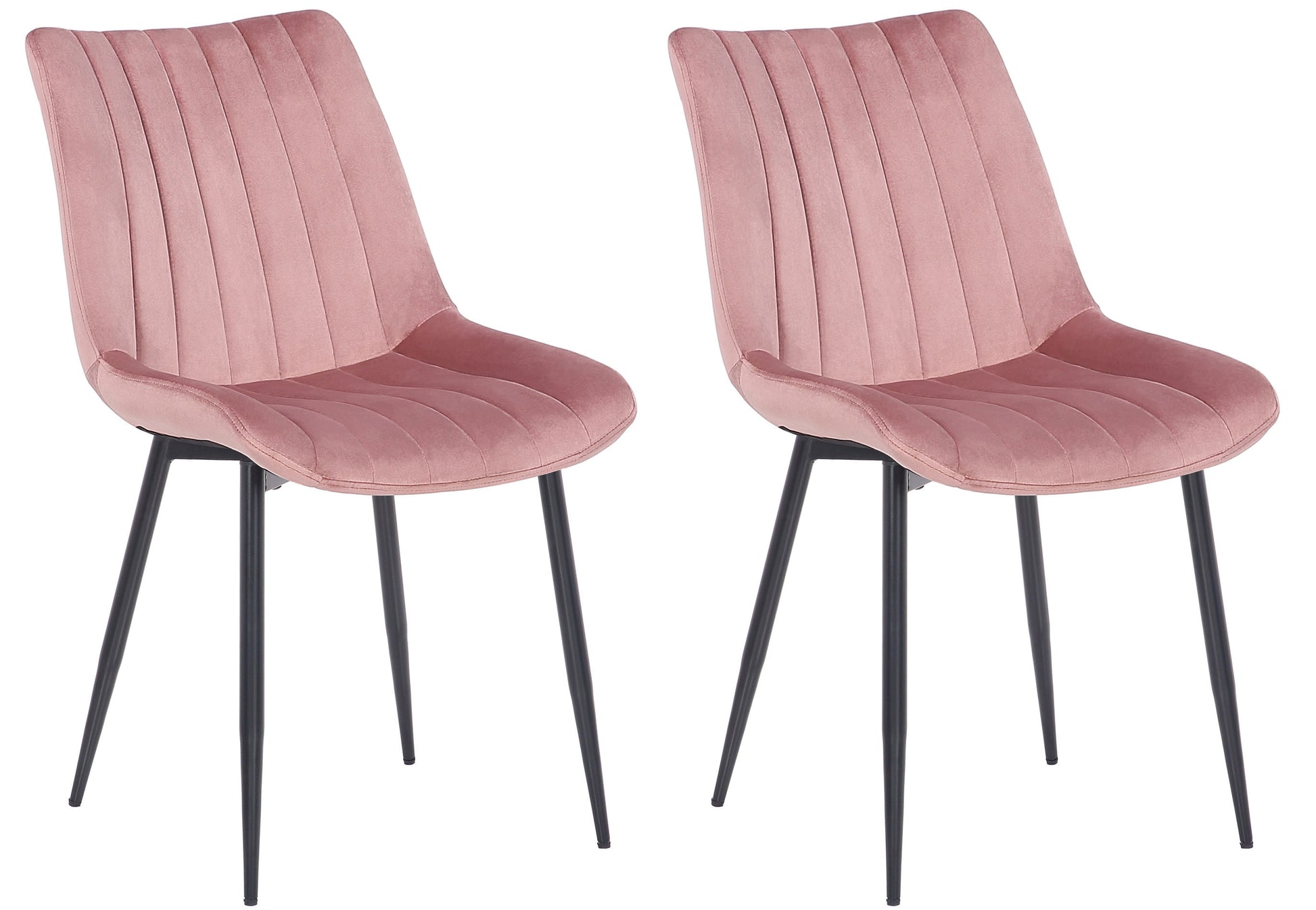 Set van 2 Fluwelen Eetstoelen - Velvet Stoelen - Comfortabele Bekleding, Modern Design Kleur roze