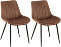Set van 2 Fluwelen Eetstoelen - Velvet Stoelen - Comfortabele Bekleding, Modern Design Kleur bruin