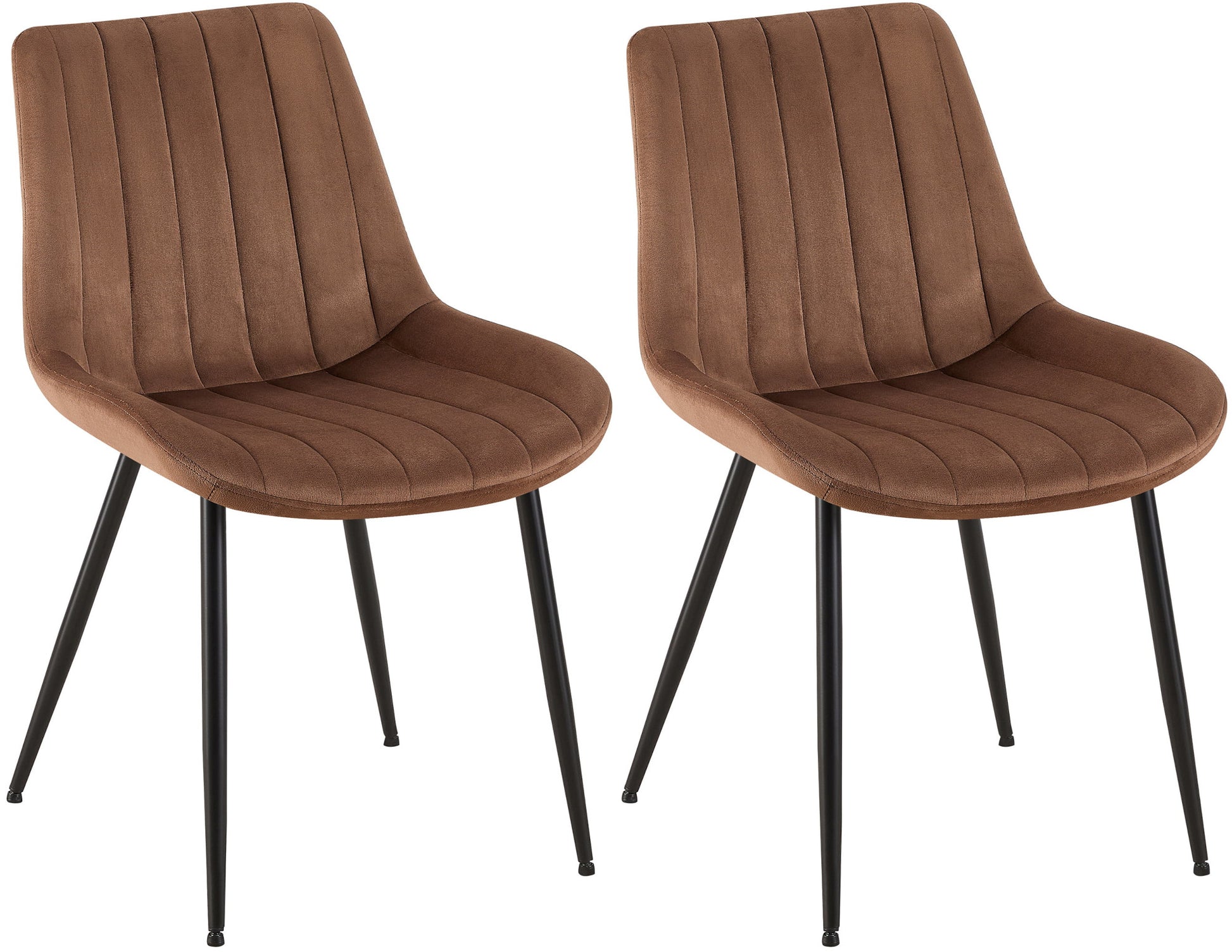 Set van 2 Fluwelen Eetstoelen - Velvet Stoelen - Comfortabele Bekleding, Modern Design Kleur bruin