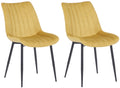 Set van 2 Fluwelen Eetstoelen - Velvet Stoelen - Comfortabele Bekleding, Modern Design Kleur geel