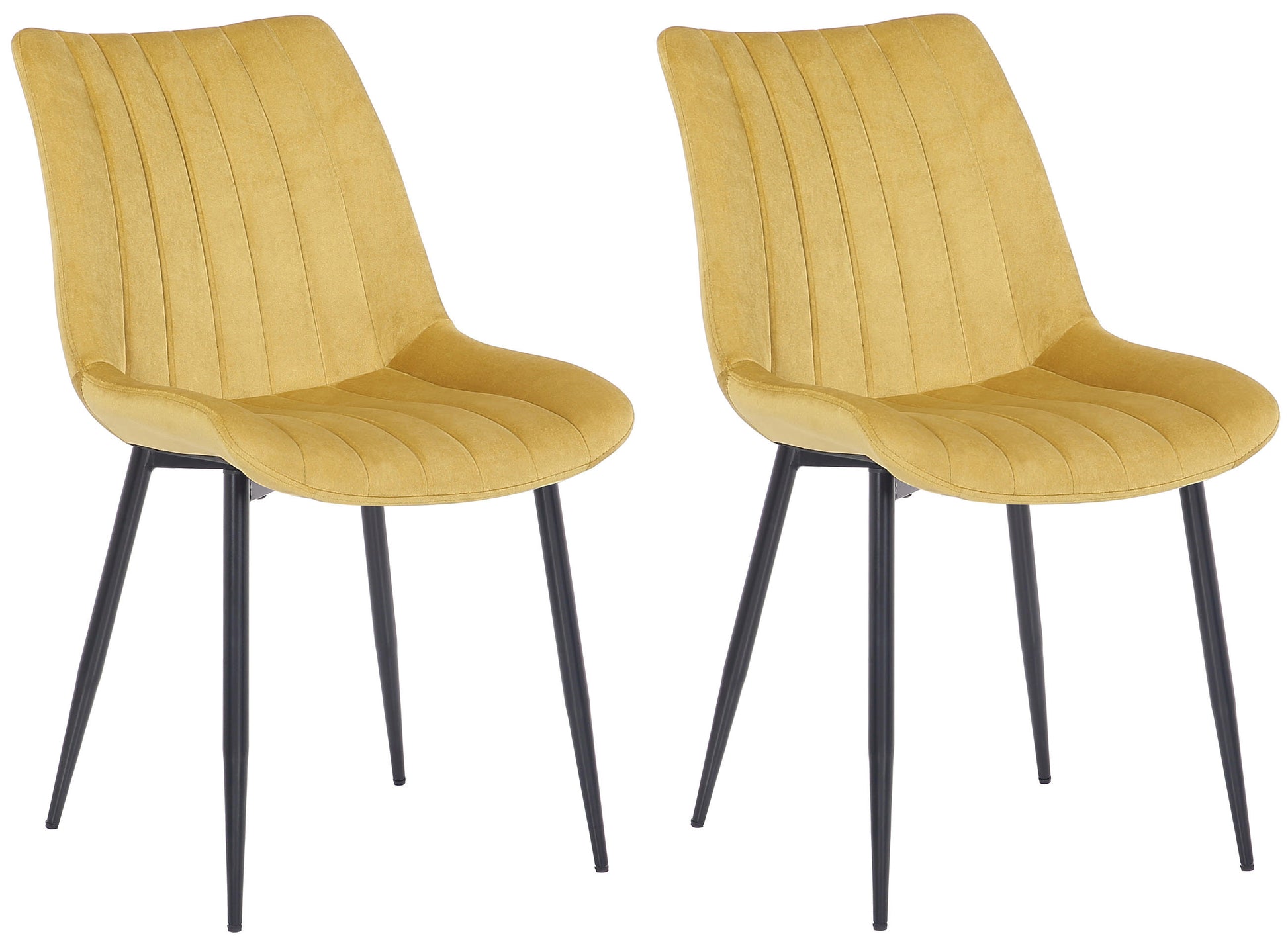 Set van 2 Fluwelen Eetstoelen - Velvet Stoelen - Comfortabele Bekleding, Modern Design Kleur geel