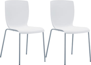 2-delige set Stapelstoelen - Polypropyleen Stoelen - Ruimtebesparend ontwerp Kleur wit