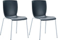 2-delige set Stapelstoelen - Polypropyleen Stoelen - Ruimtebesparend ontwerp Kleur zwart