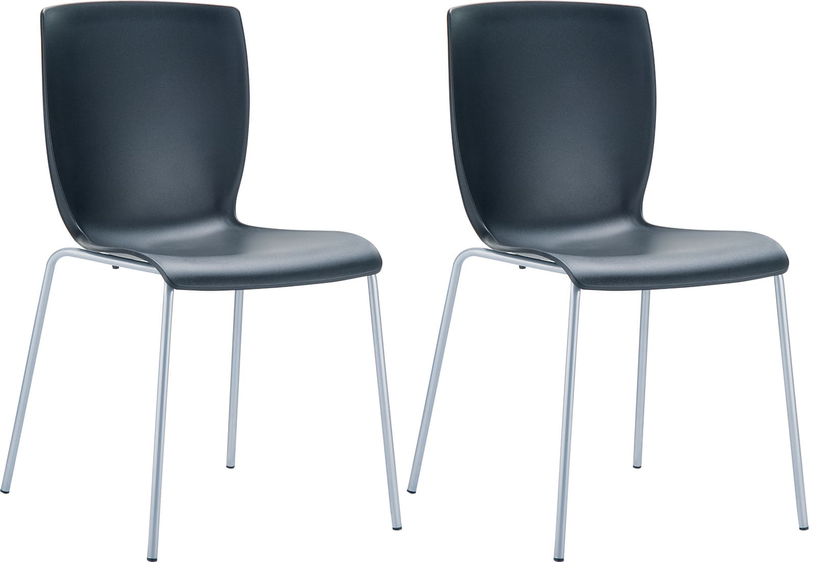 2-delige set Stapelstoelen - Polypropyleen Stoelen - Ruimtebesparend ontwerp Kleur zwart
