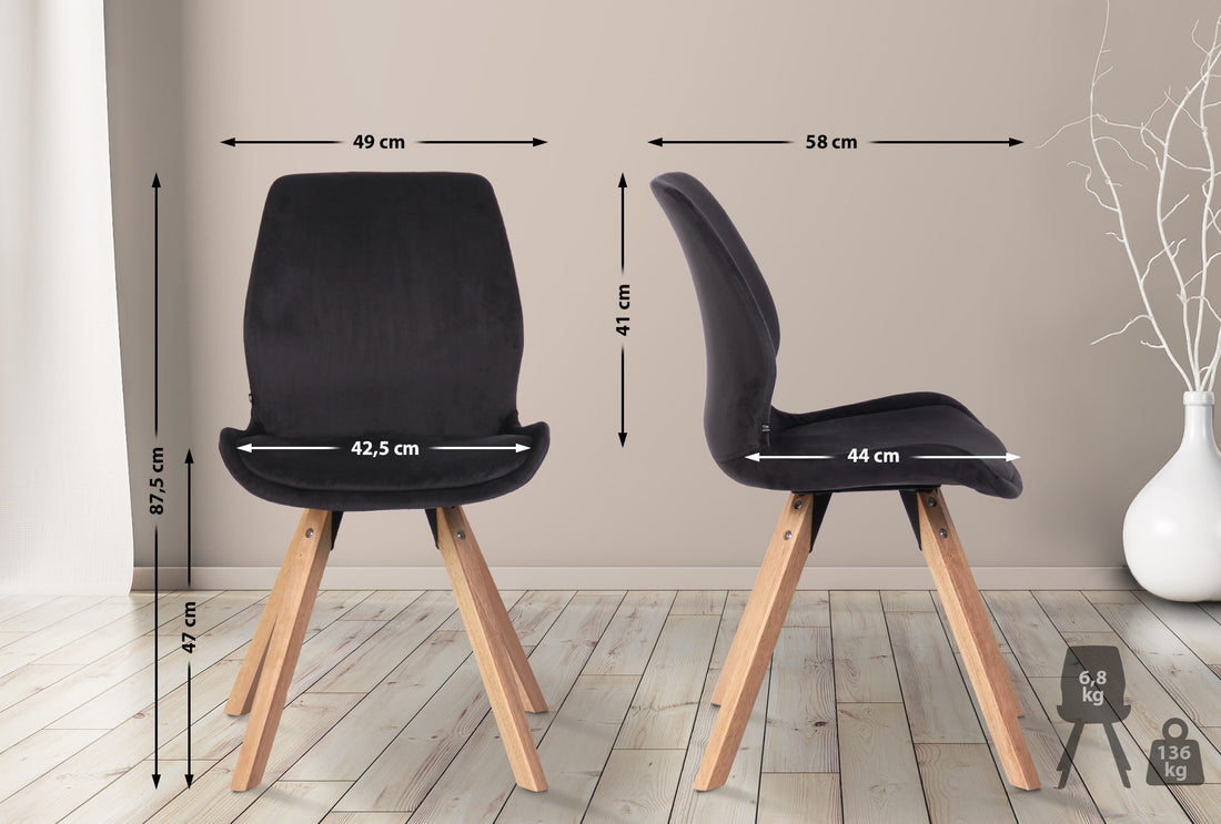 Eetkamerstoel - Keukenstoel - Comfortabel Zitten voor Lange Tijdsduur Kleur zwart