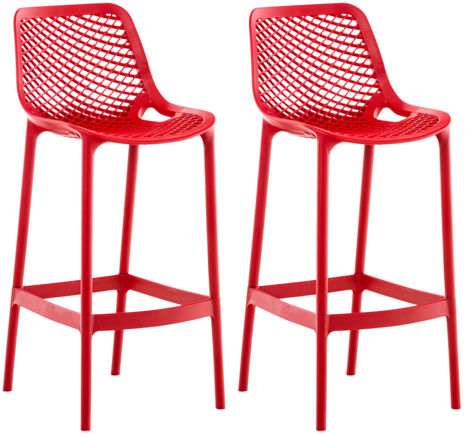 Set van 2 Buiten Barkrukken - Barstoelen - Waterafstotend & UV-bestendig Kleur rood