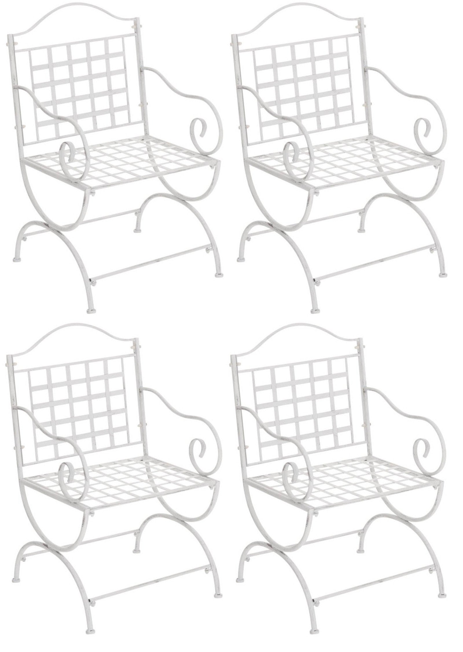4-delige Set Tuinstoelen - Buitenstoelen - Nostalgisch Design & Extreem Stabiel Kleur antiek wit