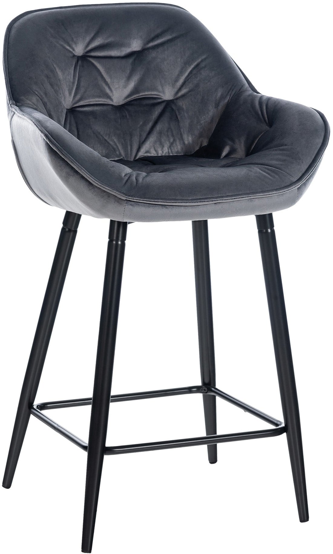 Barkruk - Hoge Stoel, Modern Ontwerp, Voetsteun & 150 kg Draagkracht Kleur donkergrijs Materiaal zacht