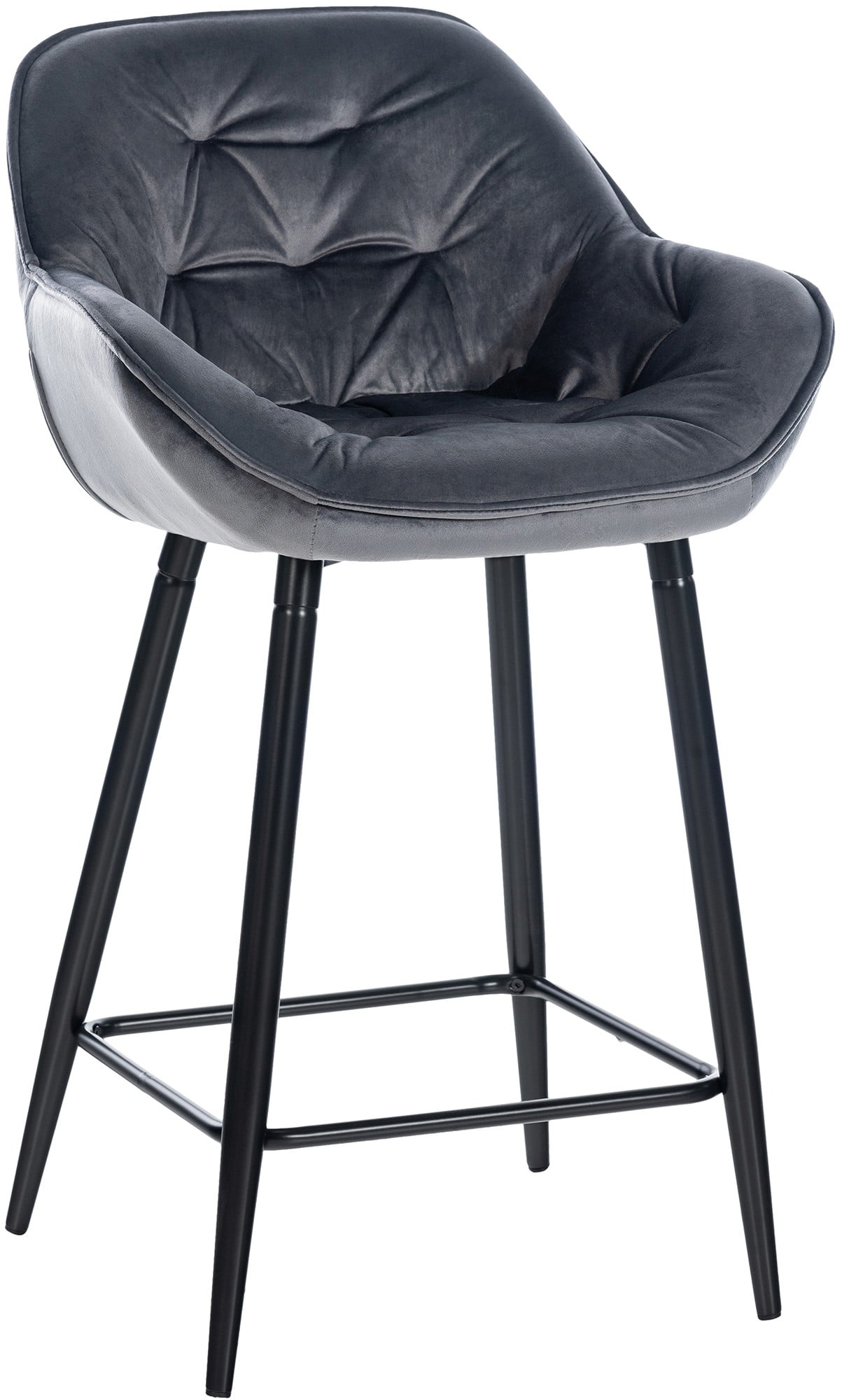 Barkruk - Hoge Stoel, Modern Ontwerp, Voetsteun & 150 kg Draagkracht Kleur donkergrijs Materiaal zacht
