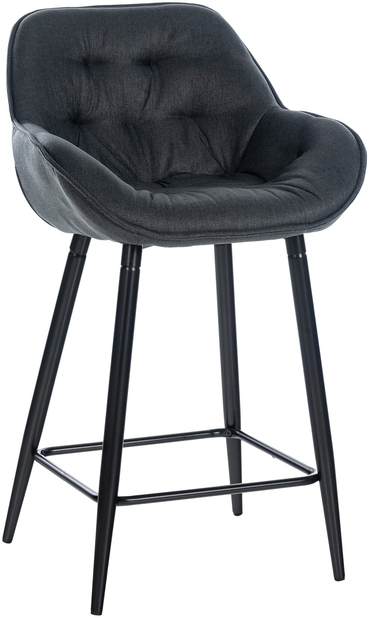 Barkruk - Hoge Stoel, Modern Ontwerp, Voetsteun & 150 kg Draagkracht Kleur donkergrijs Materiaal Stof