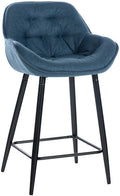 Barkruk - Hoge Stoel, Modern Ontwerp, Voetsteun & 150 kg Draagkracht Kleur blauw Materiaal Stof
