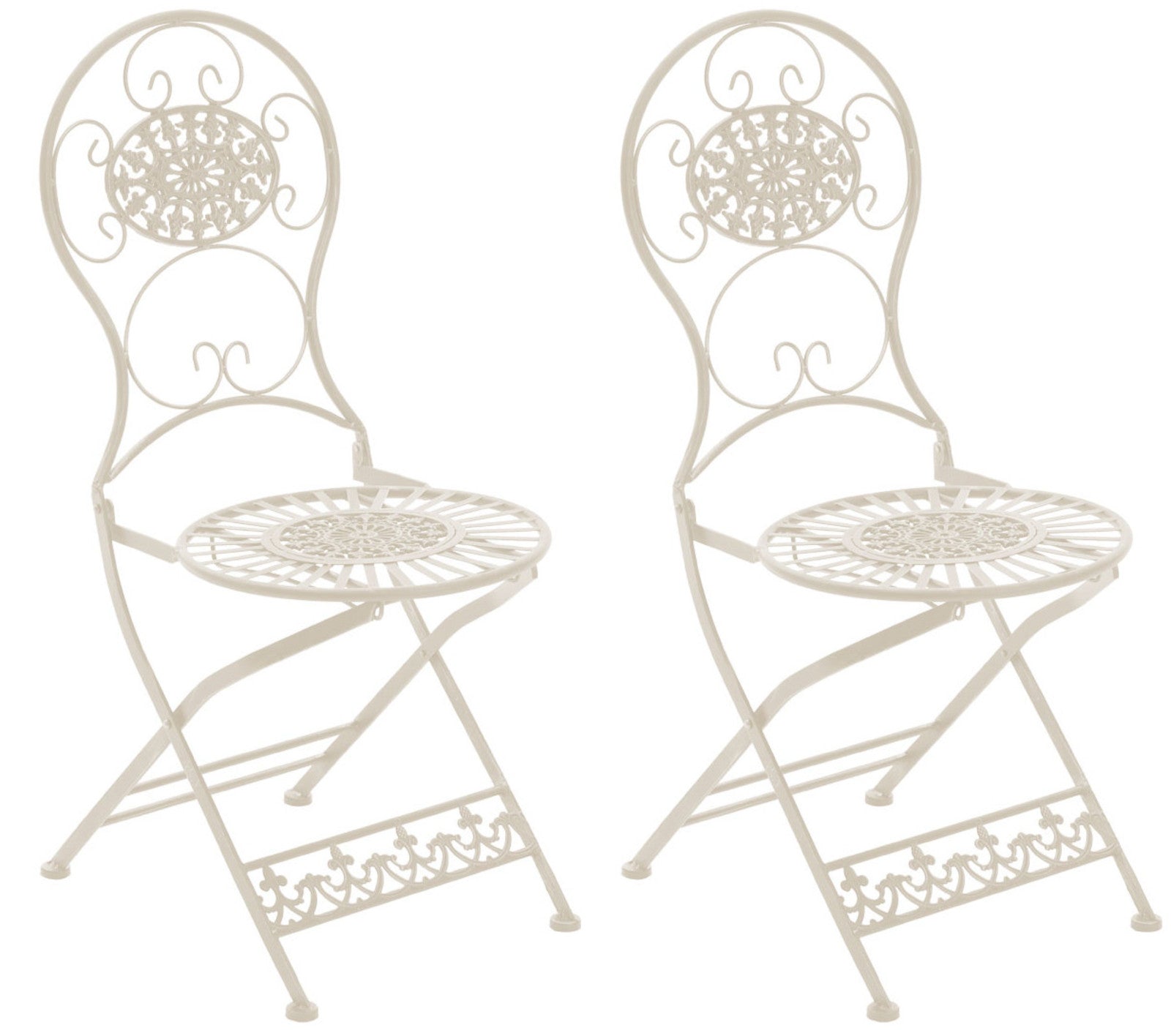 2-delige set Klapstoelen - Terrasstoelen - Nostalgisch Design Kleur antiek-creme