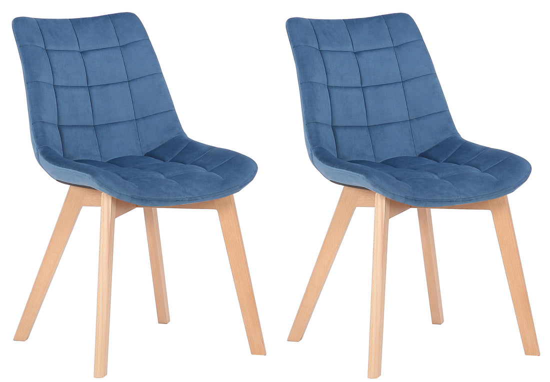 2-delige Set Eetkamerstoelen in Fluweel - Keukenstoelen - Comfortabele Vulling Kleur blauw