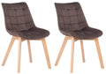 2-delige Set Eetkamerstoelen in Fluweel - Keukenstoelen - Comfortabele Vulling Kleur bruin
