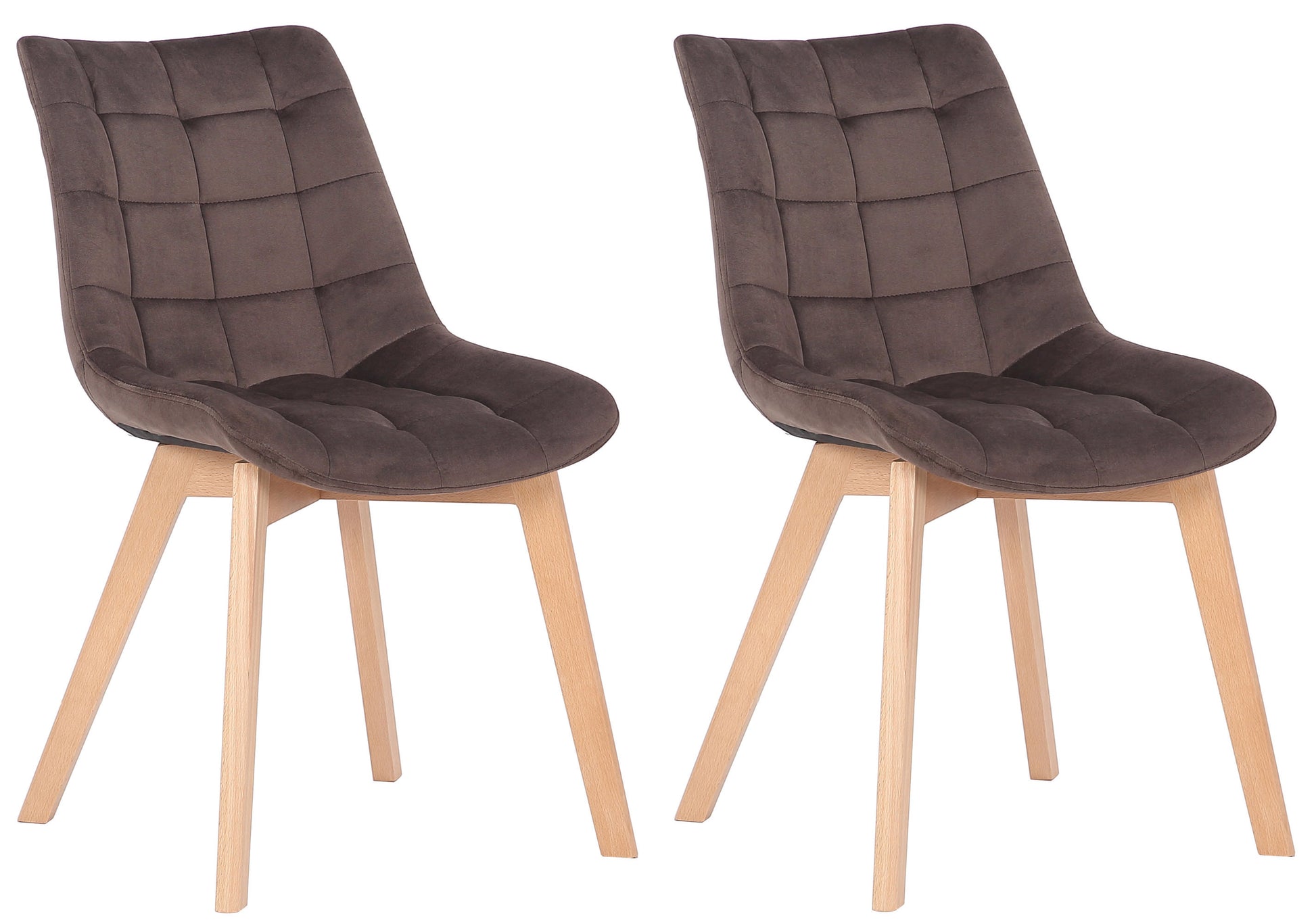 2-delige Set Eetkamerstoelen in Fluweel - Keukenstoelen - Comfortabele Vulling Kleur bruin