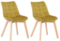 2-delige Set Eetkamerstoelen in Fluweel - Keukenstoelen - Comfortabele Vulling Kleur geel