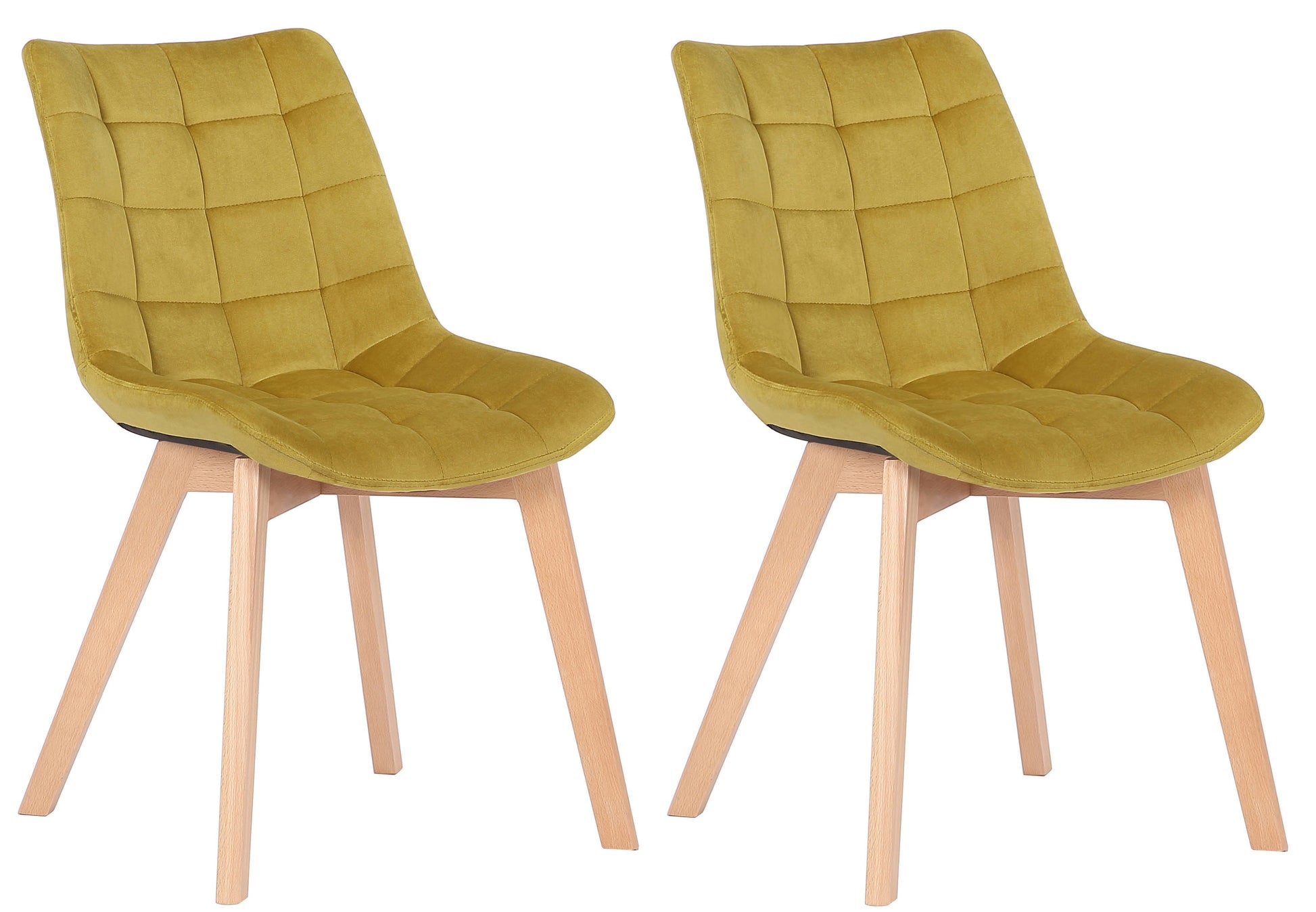 2-delige Set Eetkamerstoelen in Fluweel - Keukenstoelen - Comfortabele Vulling Kleur geel