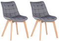 Set van 2 Fluwelen Eetkamerstoelen - Dining Chairs - Comfortabele Zithouding Kleur grijs