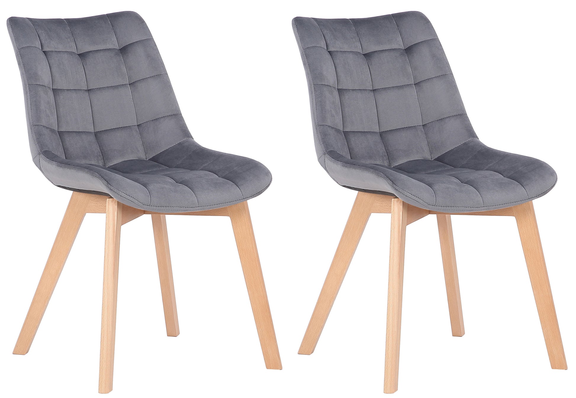 Set van 2 Fluwelen Eetkamerstoelen - Dining Chairs - Comfortabele Zithouding Kleur grijs