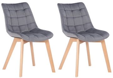 Set van 2 Fluwelen Eetkamerstoelen - Dining Chairs - Comfortabele Zithouding Kleur grijs