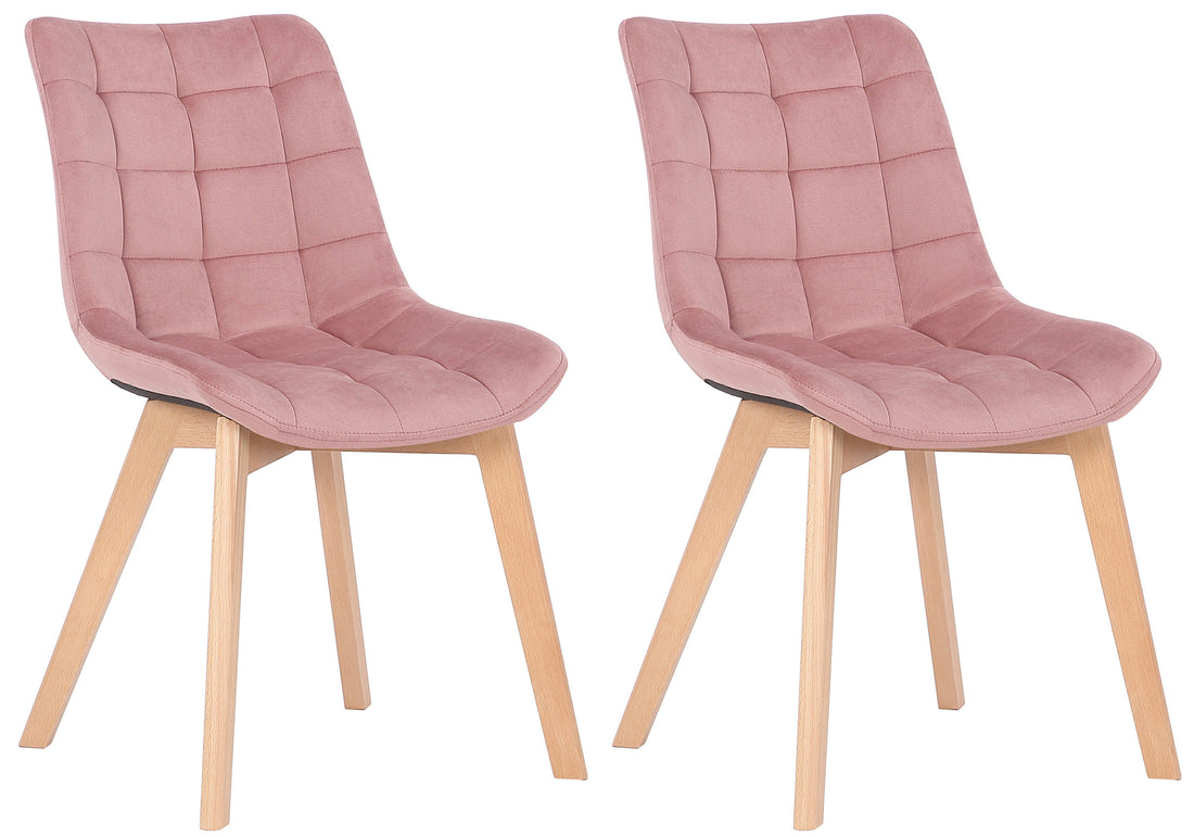 2 x Fluwelen Eetkamerstoelen - Fluweel - Comfortabele Rugleuning, Onderhoudsvriendelijk Kleur roze