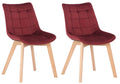 2-delige Set Eetkamerstoelen in Fluweel - Keukenstoelen - Comfortabele Vulling Kleur rood