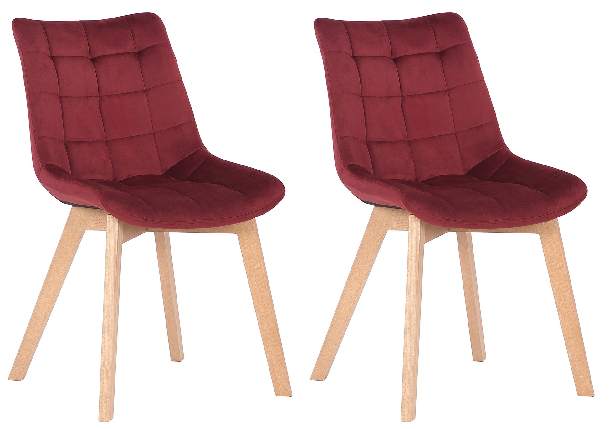 2-delige Set Eetkamerstoelen in Fluweel - Keukenstoelen - Comfortabele Vulling Kleur rood
