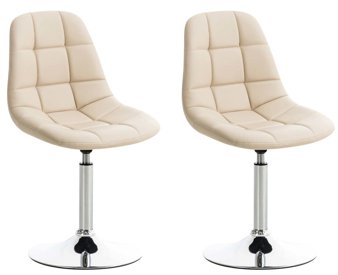 Set van 2 Eetkamerstoelen - Dining Chairs - Comfortabele Bekleding, 360° Draaibaar Kleur crème