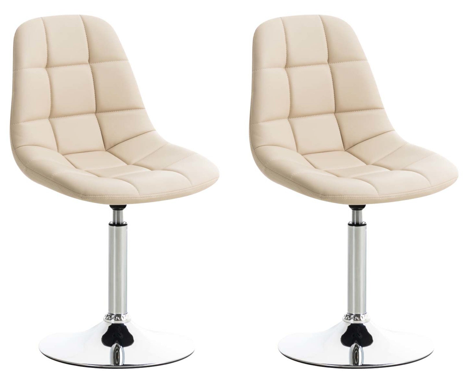 Set van 2 Eetkamerstoelen - Dining Chairs - Comfortabele Bekleding, 360° Draaibaar Kleur crème