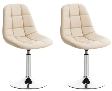 Set van 2 Eetkamerstoelen - Dining Chairs - Comfortabele Bekleding, 360° Draaibaar Kleur crème