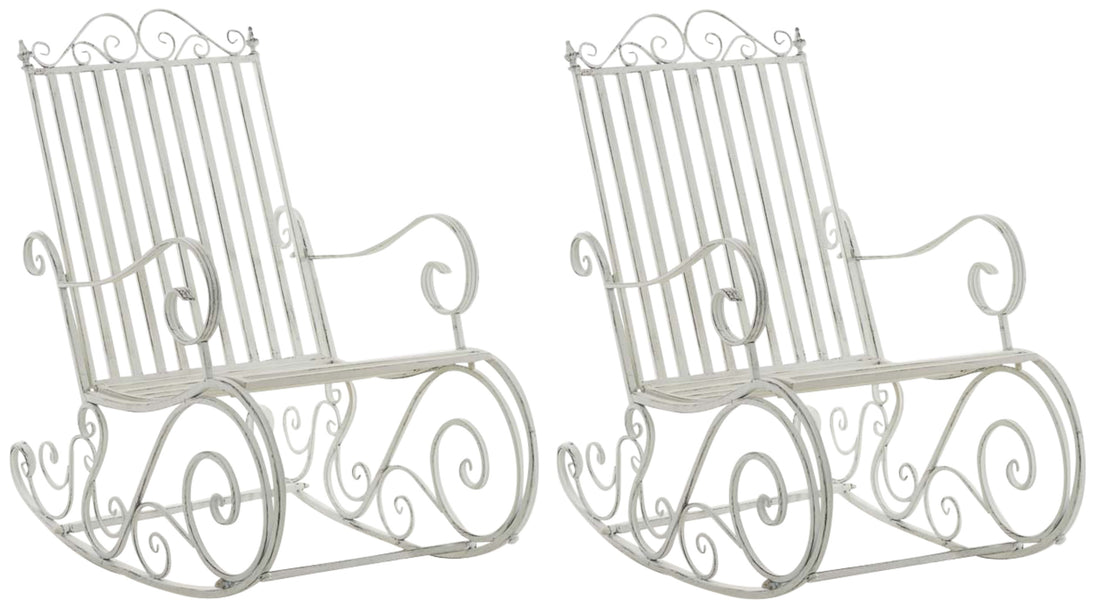 Set van 2 Antieke Schommelstoelen - Terrasstoelen - Schommelende Gezelligheid Kleur antiek wit