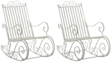 Set van 2 Antieke Schommelstoelen - Terrasstoelen - Schommelende Gezelligheid Kleur antiek wit