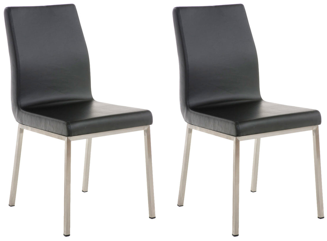 2-delige set Roestvrijstalen Eetkamerstoelen - Designstoelen - Comfortabele Zitting Kleur zwart