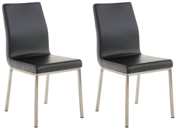 2-delige set Roestvrijstalen Eetkamerstoelen - Designstoelen - Comfortabele Zitting Kleur zwart