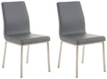 2-delige set Roestvrijstalen Eetkamerstoelen - Designstoelen - Comfortabele Zitting Kleur grijs