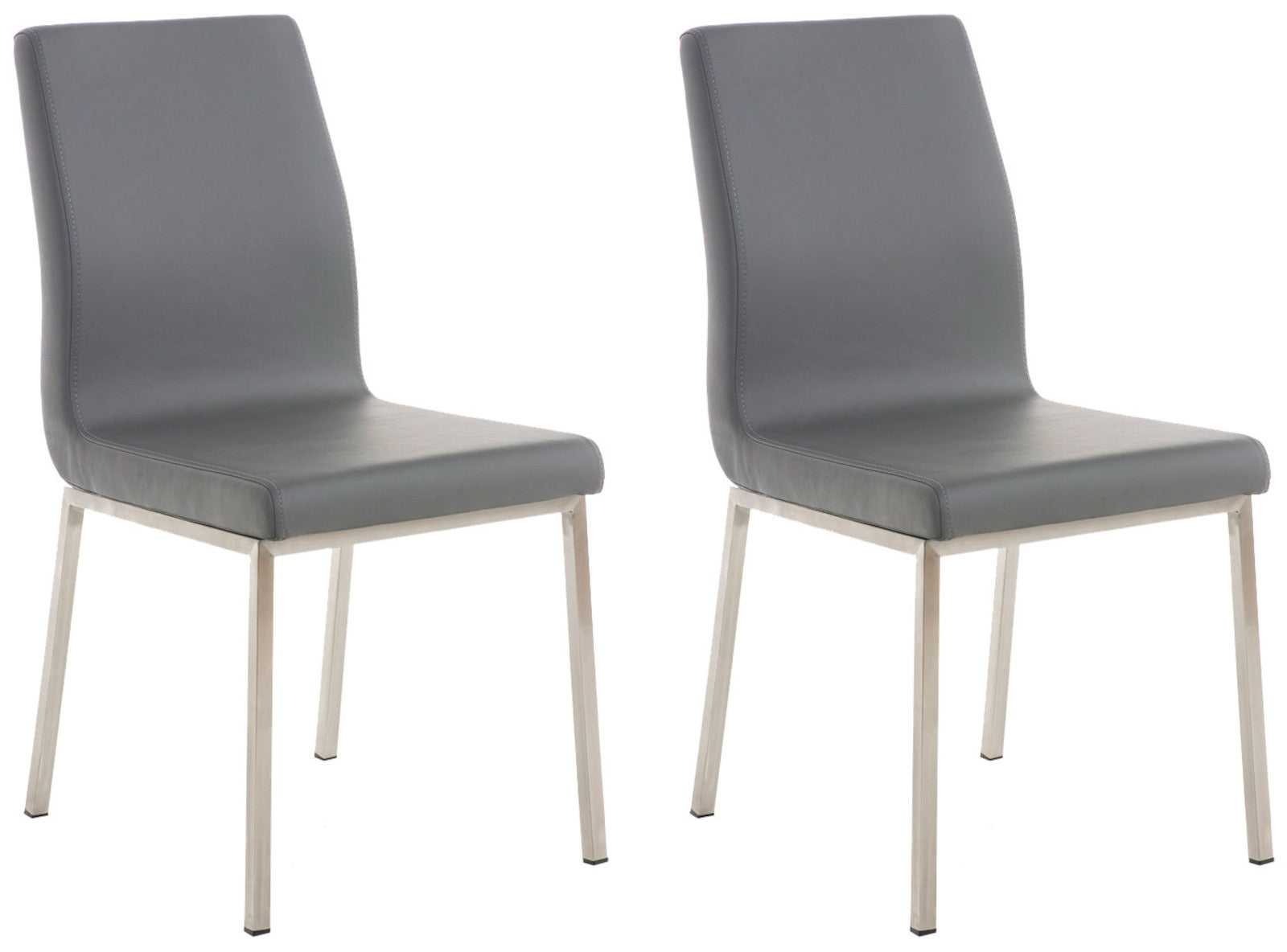 2-delige set Roestvrijstalen Eetkamerstoelen - Designstoelen - Comfortabele Zitting Kleur grijs