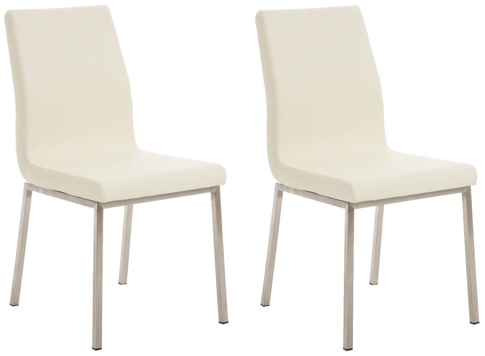 2-delige set Roestvrijstalen Eetkamerstoelen - Designstoelen - Comfortabele Zitting Kleur crème