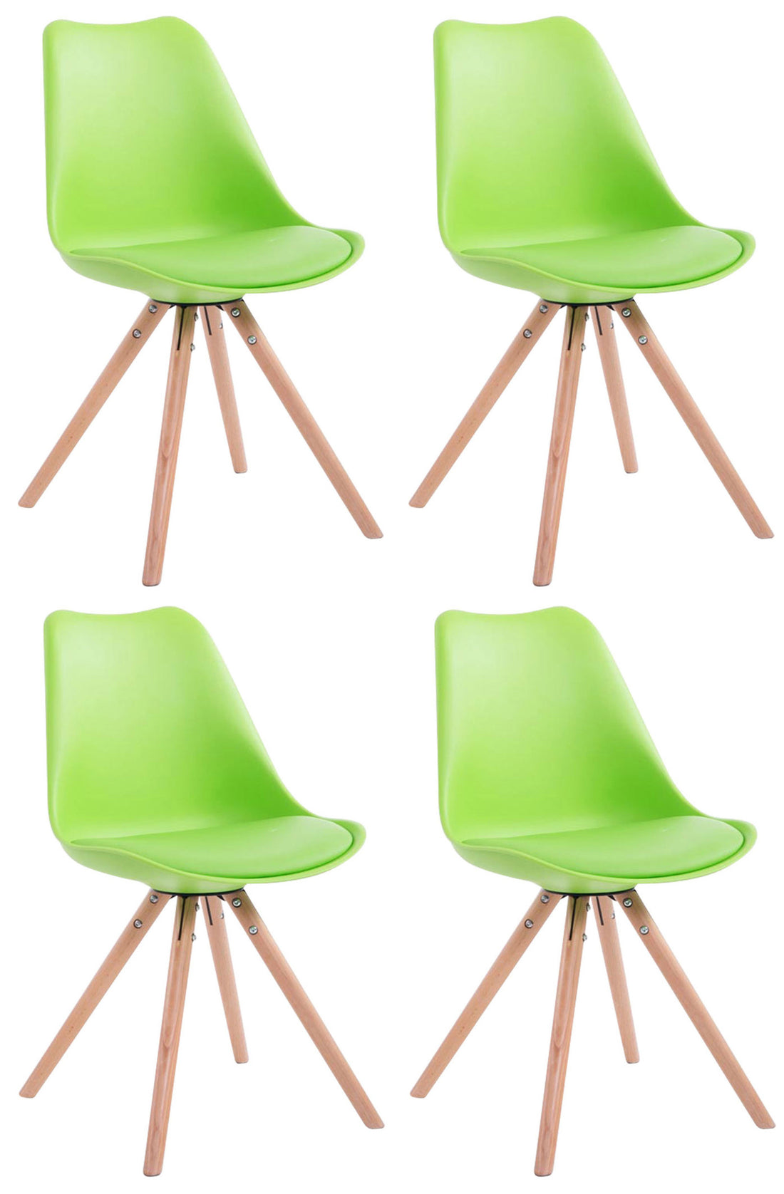 4-delige Set Stoelen Kunstleer - Bezoekersstoelen - Luxe Comfort & Modern Design Kleur oranje Onderstel Kleur natuur