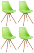 4-delige Set Stoelen Kunstleer - Bezoekersstoelen - Luxe Comfort & Modern Design Kleur groen Onderstel Kleur natuur