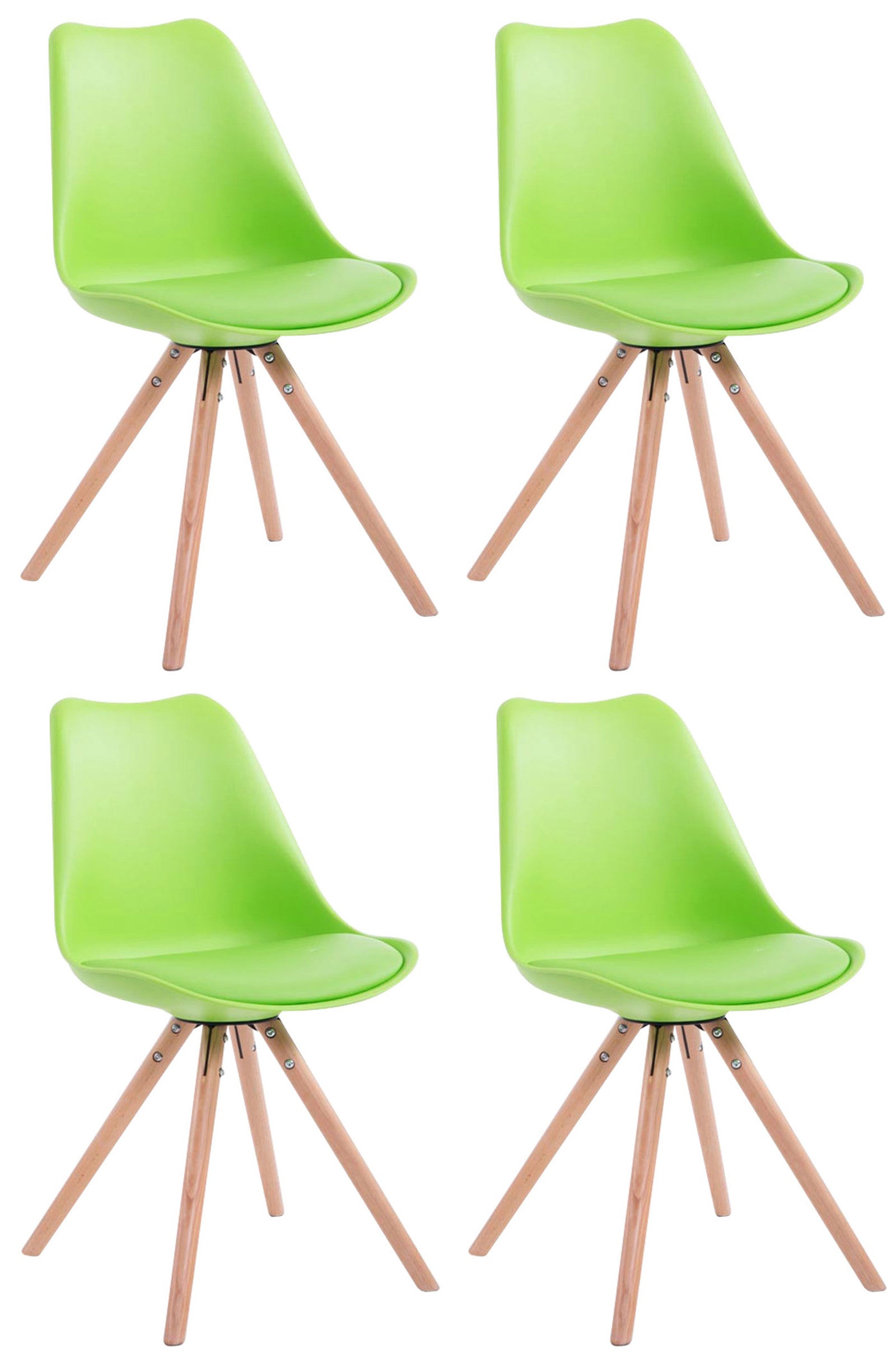 4-delige Set Stoelen Kunstleer - Bezoekersstoelen - Luxe Comfort & Modern Design Kleur groen Onderstel Kleur natuur