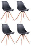 Set van 4 Eetkamerstoelen, Dining Chairs, Hoog Comfort - Kunstleer & Hout Kleur zwart